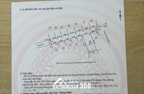 MẢNH ĐẤT VÀNG GIÁ F0 TẠI SƠN ĐÔNG, SƠN TÂY, HÀ NỘI. 100m2 full thổ, mặt tiền 6,8m